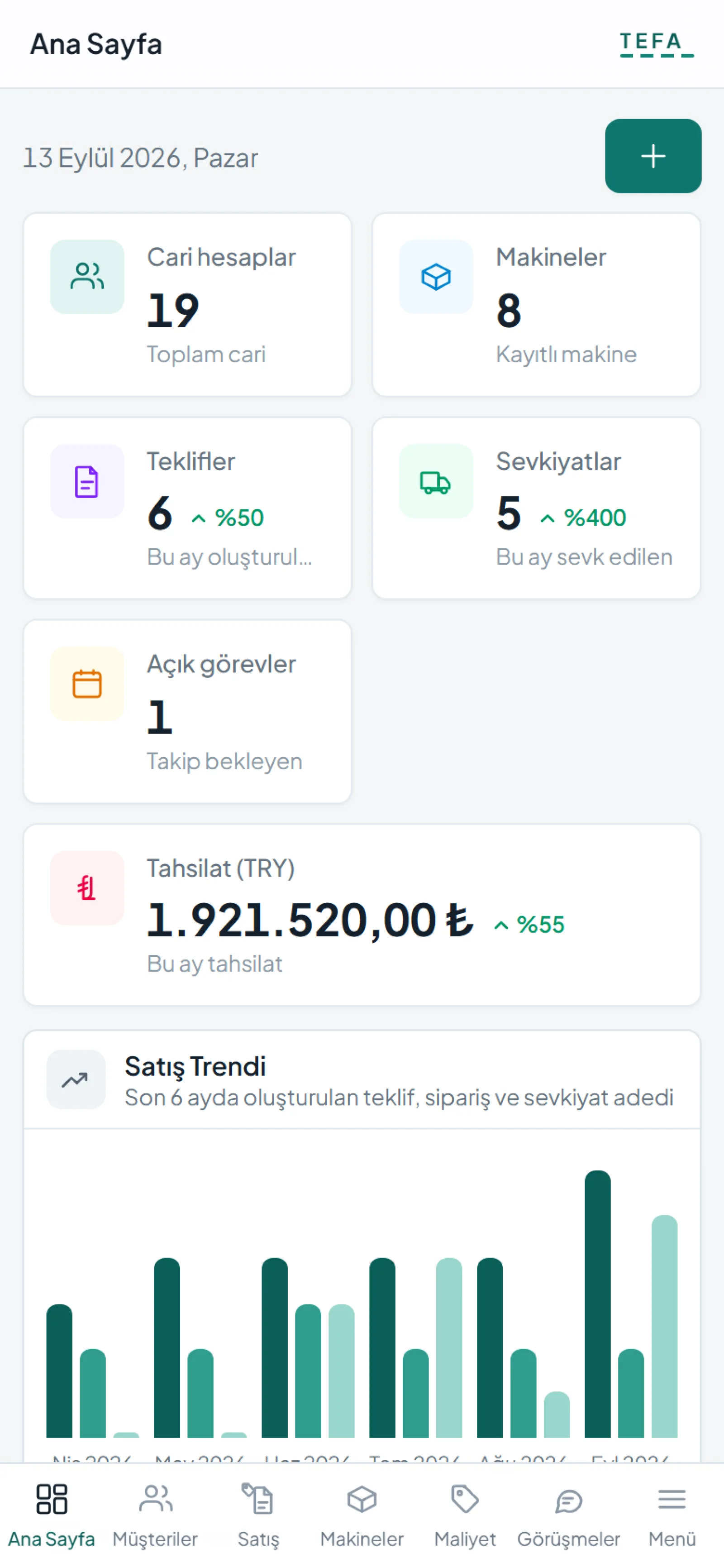 Sahada kullanım: telefondan aynı sistem (PWA)